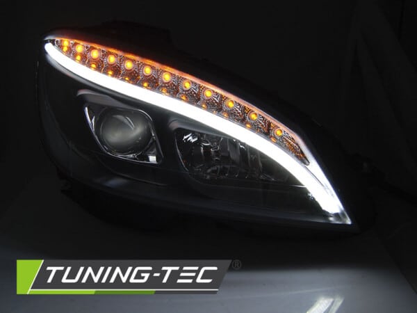 Predné svetlá TUBE LIGHT Čierne pre  MERCEDES W204 07-10 – Obrázok 2