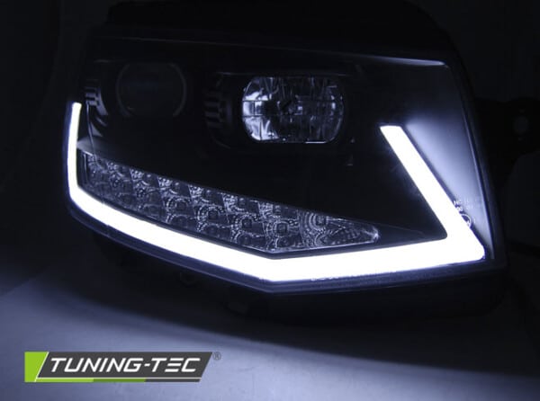 Predné svetlá TUBE LIGHT DRL Čierne Chróm pre  VW T6 15-19 – Obrázok 2