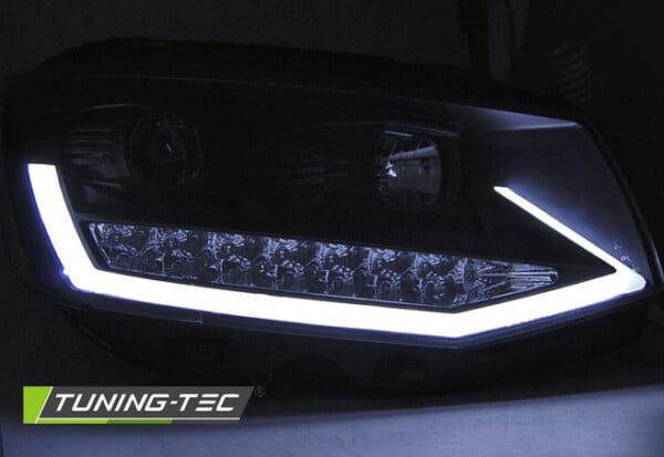 Predné svetlá TUBE LIGHT DRL Čierne Chróm pre  VW T6 15-19 – Obrázok 3