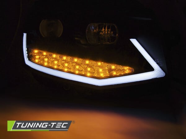Predné svetlá TUBE LIGHT DRL Čierne Chróm pre  VW T6 15-19 – Obrázok 4