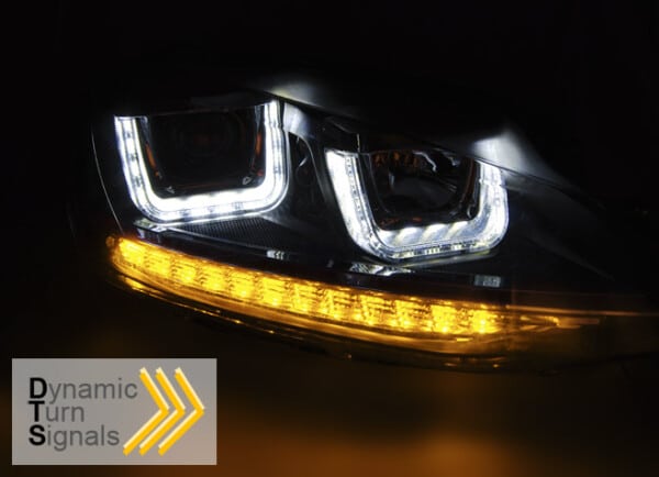 Predné svetlá U-LED LIGHT DRL Čierne SEQ pre  VW GOLF 7 11.12-17 – Obrázok 4