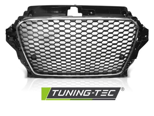 Maska športová Audi A3 8V 12-16 RS3 style - Čierna/Chróm – Obrázok 2