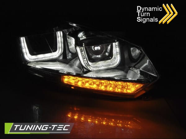 Predné svetlá U-LED LIGHT DRL Chróm SEQ pre  VW GOLF 6 08-12 – Obrázok 3
