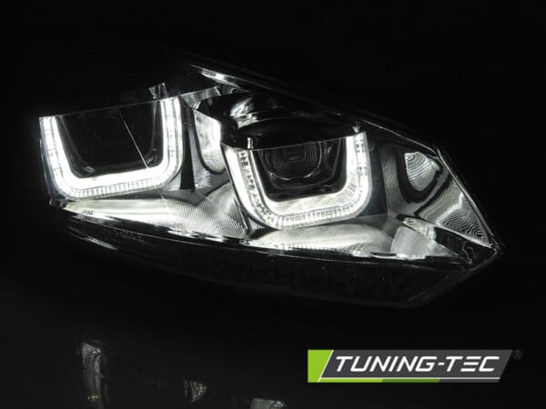 Predné svetlá U-LED LIGHT DRL Chróm SEQ pre  VW GOLF 6 08-12 – Obrázok 5