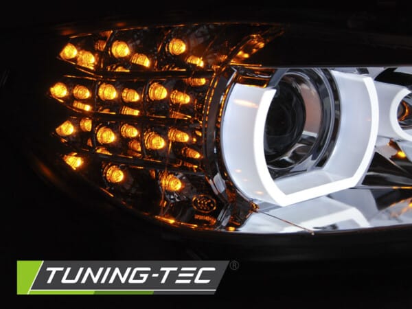 Xenonové predné svetlá ANGEL EYES LED DRL Chróm pre  BMW E90/E91 09-11 – Obrázok 2