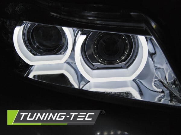 Xenonové predné svetlá ANGEL EYES LED DRL Chróm pre  BMW E90/E91 09-11 – Obrázok 3