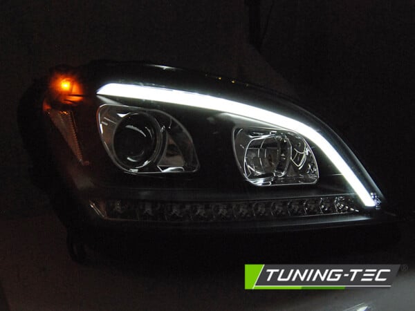 Predné svetlá TUBE LIGHT Čierne SEQ pre  MERCEDES W164 ML M-KLASA 05-07 – Obrázok 3