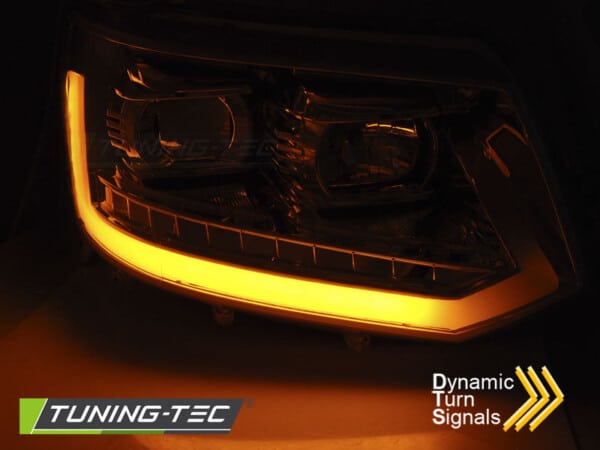 Predné svetlá TUBE LIGHT Chróm SEQ pre  VW T5 2010-2015 – Obrázok 4