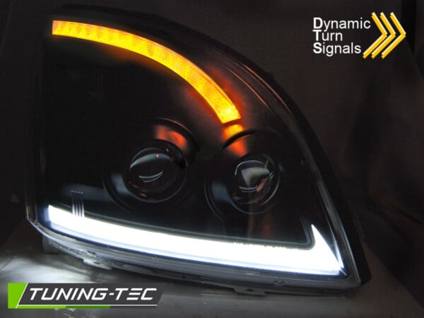Predné svetlá TOYOTA LAND CRUISER 120 03-09 TUBE LIGHT SEQ LED Čierne – Obrázok 3