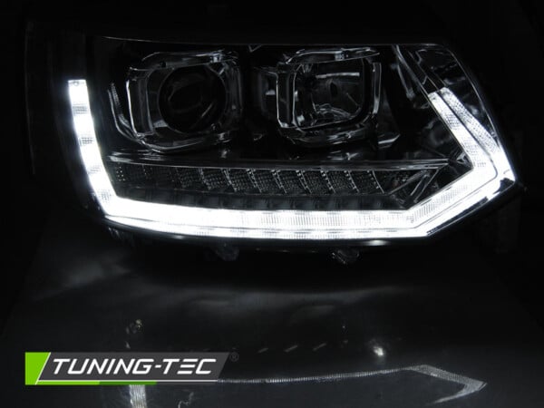 Predné svetlá TUBE LIGHT DRL Chróm SEQ pre  VW T5 2010-2015 – Obrázok 2