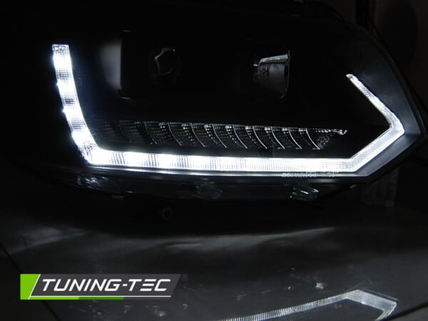 Predné svetlá TUBE LIGHT DRL Čierne SEQ pre  VW T5 2010-2015 – Obrázok 2