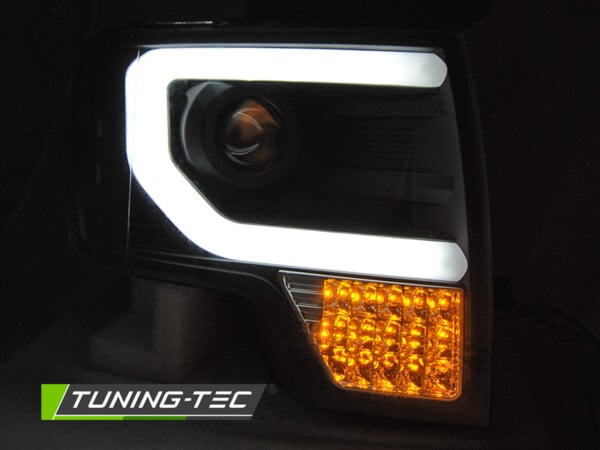 Predné svetlá FORD F150 MK12 08-14 TUBE LIGHT Čierne – Obrázok 2