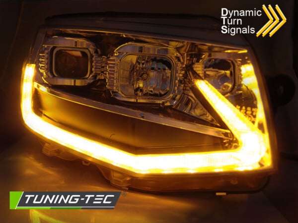 Predné svetlá TUBE LIGHT Chróm DRL SEQ pre  VW T6 15-19 – Obrázok 3