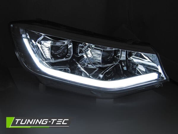 Predné svetlá TUBE LIGHT chróm DRL SEQ vhodné pre VW CADDY 20- – Obrázok 2
