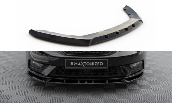 MAXTON DESIGN - Spoiler pod predný nárazník, SEAT LEON MK3 FACELIFT, Čierny lesk