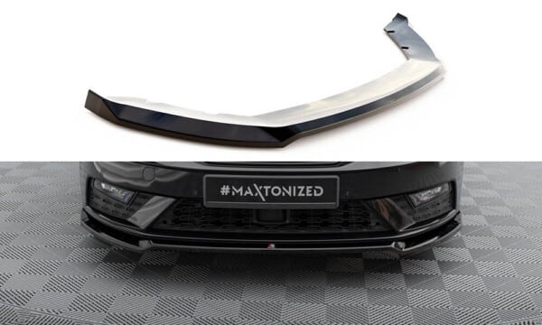 MAXTON DESIGN - Spoiler pod predný nárazník V.2, SEAT LEON MK3 FACELIFT, Čierny lesk