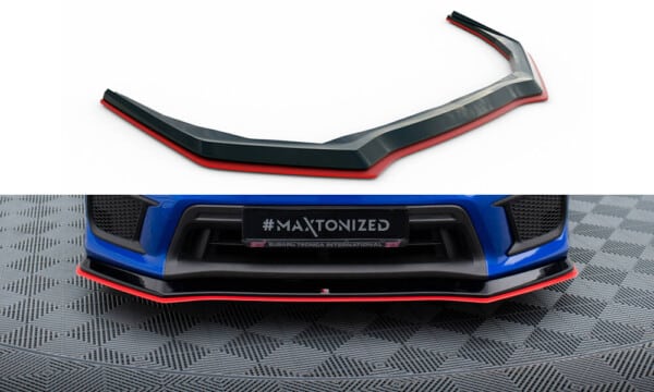 MAXTON DESIGN - Spoiler pod predný nárazník V.2, SUBARU WRX STI MK1 FACELIFT, Čierny lesk + Červená