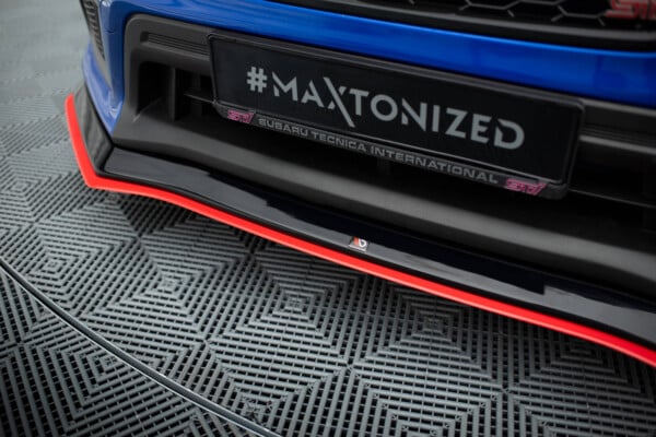 MAXTON DESIGN - Spoiler pod predný nárazník V.2, SUBARU WRX STI MK1 FACELIFT, Čierny lesk + Červená – Obrázok 4