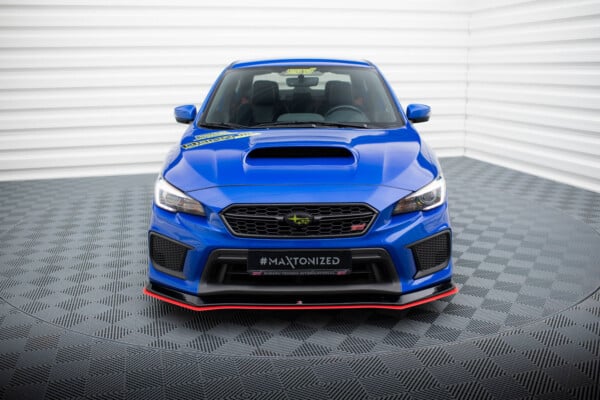 MAXTON DESIGN - Spoiler pod predný nárazník V.2, SUBARU WRX STI MK1 FACELIFT, Čierny lesk + Červená – Obrázok 5