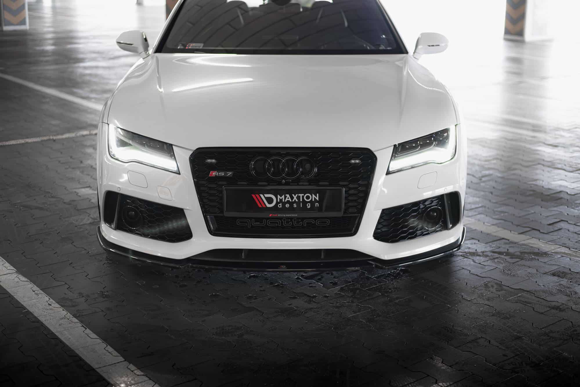 MAXTON DESIGN - Spoiler pod predný nárazník V.3 AUDI RS7 C7 FACELIFT, Čierny lesk – Obrázok 2