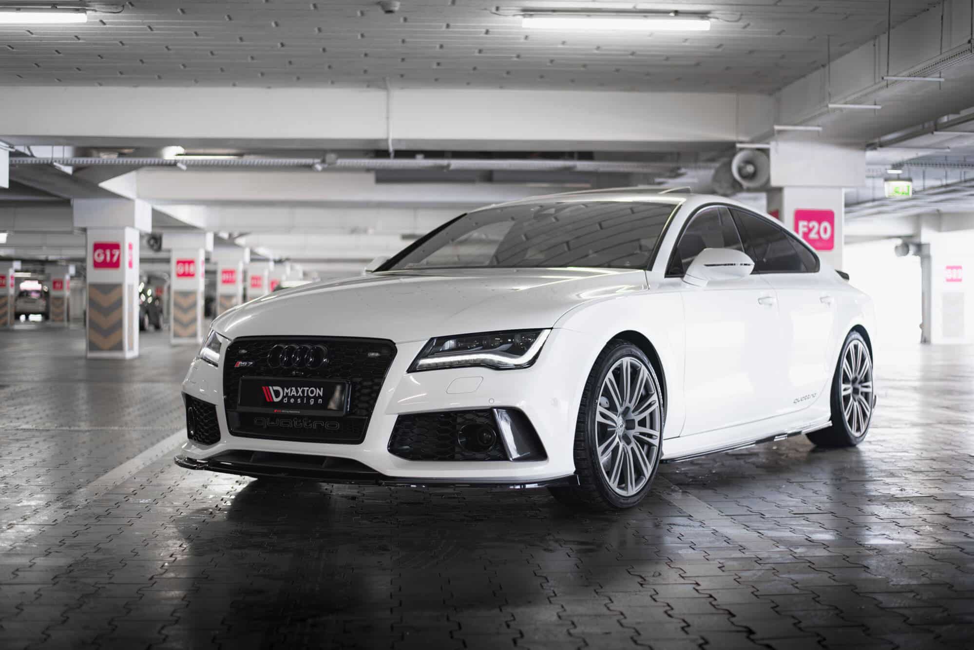 MAXTON DESIGN - Spoiler pod predný nárazník V.3 AUDI RS7 C7 FACELIFT, Čierny lesk – Obrázok 5