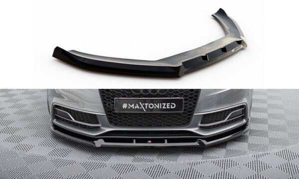 MAXTON DESIGN - Spoiler pod predný nárazník V.3 AUDI S5 / A5 S-LINE COUPE / SPORTBACK 8T FACELIFT, Čierny lesk