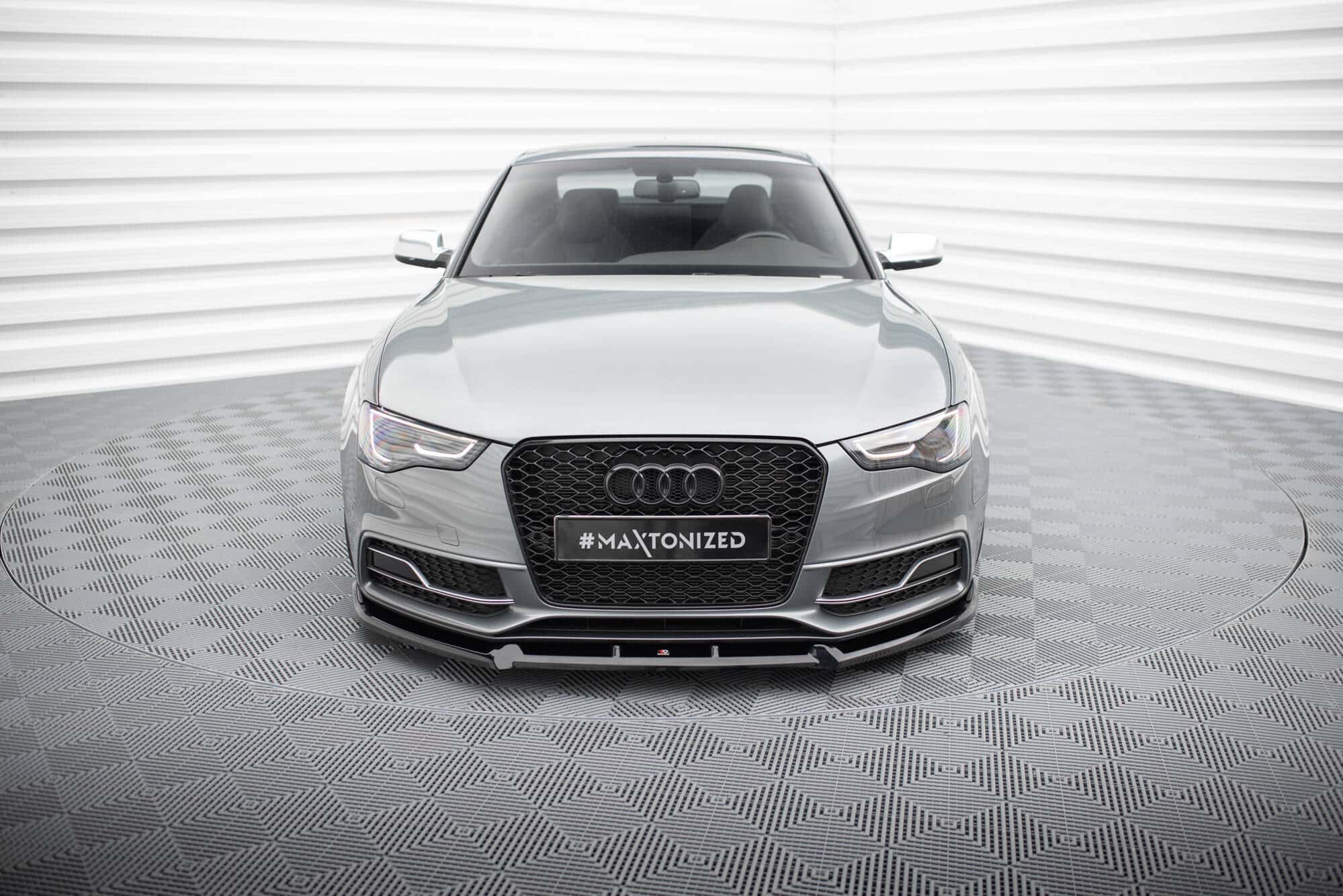 MAXTON DESIGN - Spoiler pod predný nárazník V.3 AUDI S5 / A5 S-LINE COUPE / SPORTBACK 8T FACELIFT, Čierny lesk – Obrázok 2