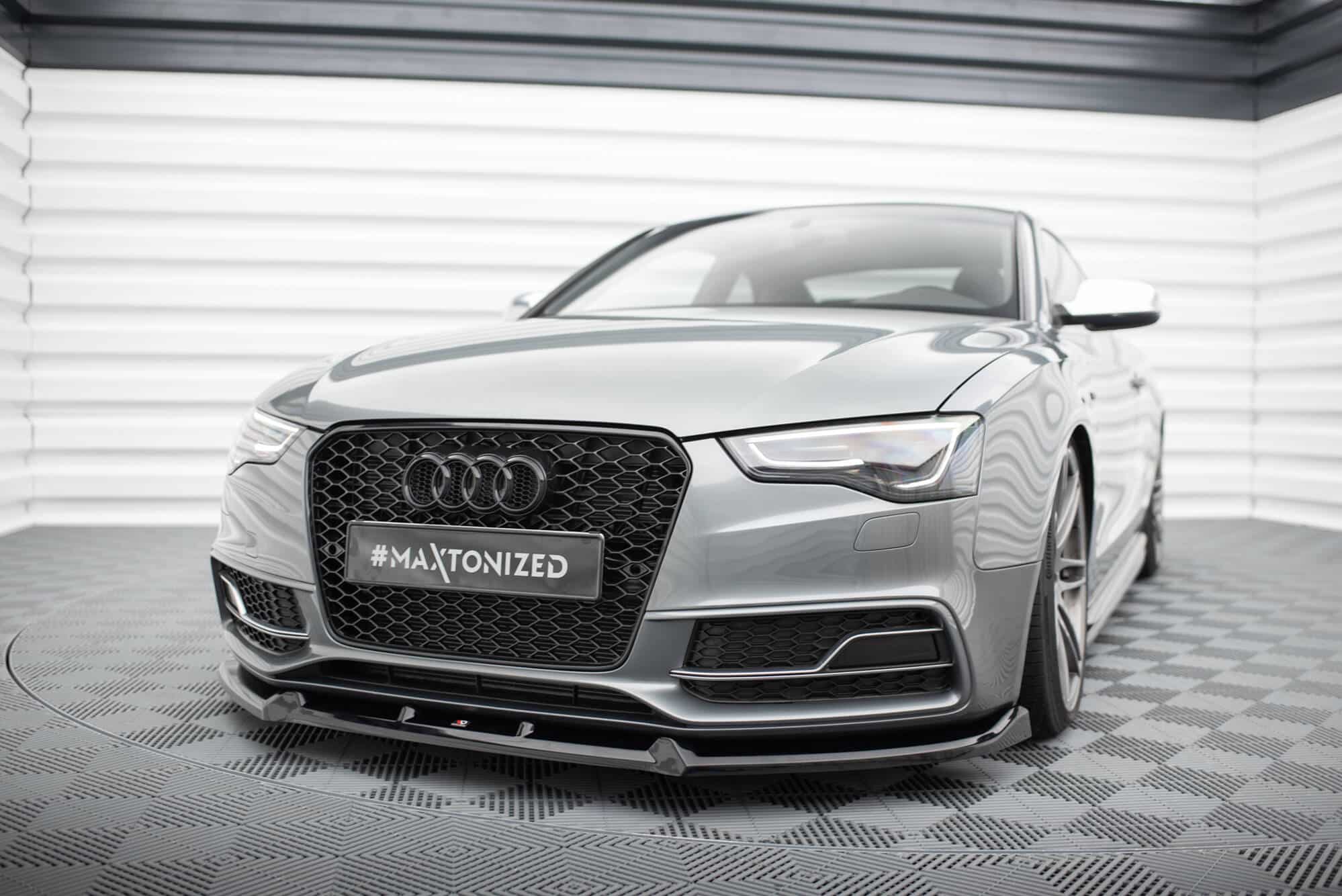 MAXTON DESIGN - Spoiler pod predný nárazník V.3 AUDI S5 / A5 S-LINE COUPE / SPORTBACK 8T FACELIFT, Čierny lesk – Obrázok 3