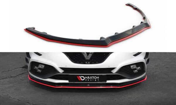 MAXTON DESIGN - Spoiler pod predný nárazník V.3 RENAULT MEGANE RS MK4, Čierny lesk + Červená
