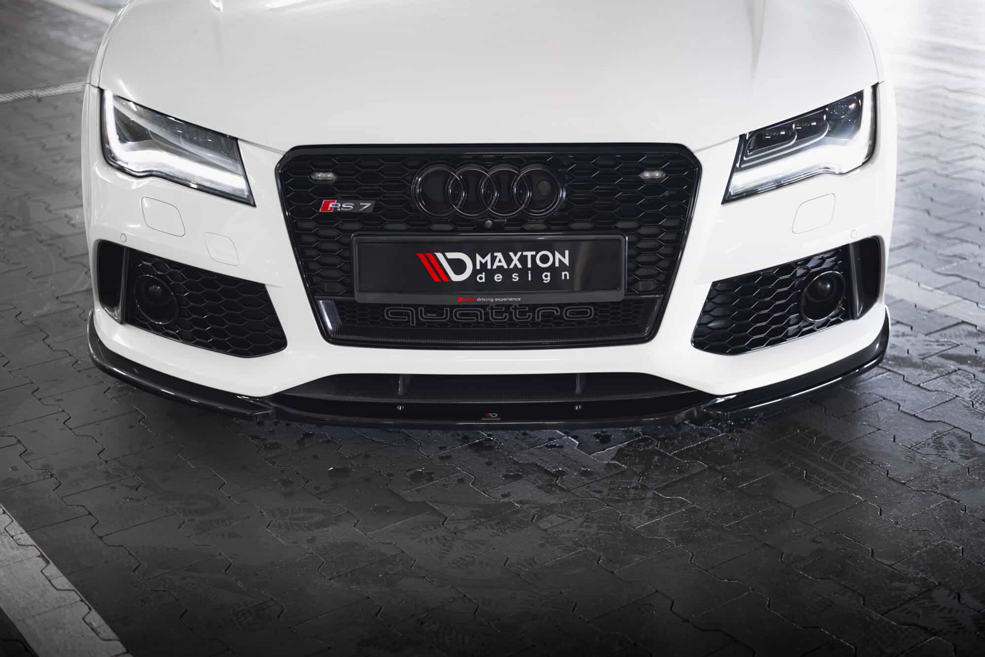 MAXTON DESIGN - Spoiler pod predný nárazník V.4 AUDI RS7 C7 FACELIFT, Čierny lesk – Obrázok 2