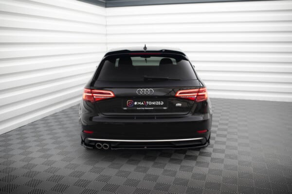 MAXTON DESIGN - Bočné difúzory zadného nárazníka AUDI A3 SPORTBACK 8V FACELIFT, Čierny lesk – Obrázok 2