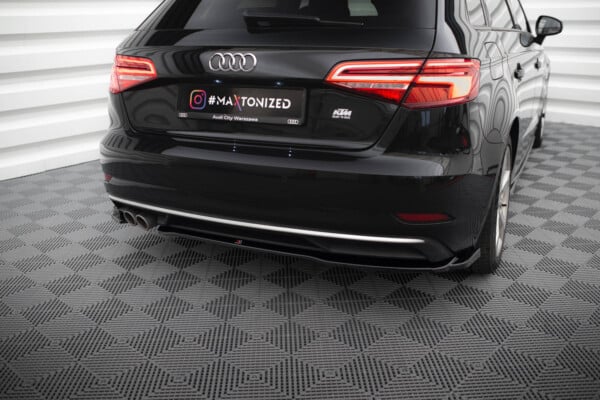 MAXTON DESIGN - Bočné difúzory zadného nárazníka AUDI A3 SPORTBACK 8V FACELIFT, Čierny lesk – Obrázok 4
