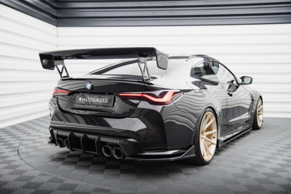 MAXTON DESIGN - Bočné difúzory zadného nárazníka V.4, vhodné pre BMW M4 G82, Čierny lesk – Obrázok 2