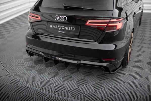 MAXTON DESIGN - Difúzor zadného nárazníka, AUDI A3 S-LINE SPORTBACK 8V FACELIFT, Čierny lesk – Obrázok 4
