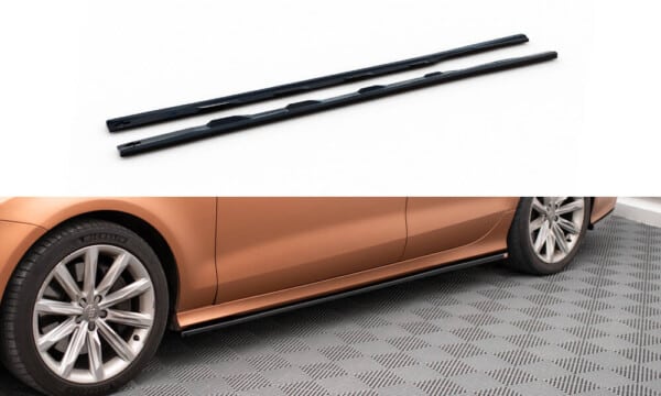 MAXTON DESIGN - Lišty pod bočné prahy, AUDI A7 C7, Čierny lesk