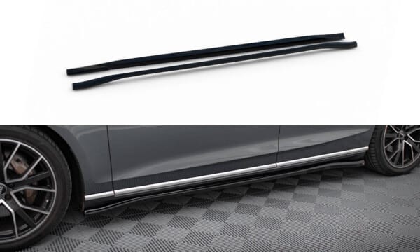 MAXTON DESIGN - Lišty pod bočné prahy AUDI A8 D5,Čierny lesk