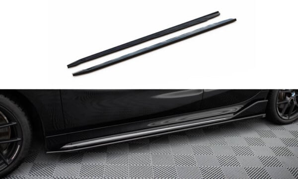 MAXTON DESIGN - Lišty pod bočné prahy, vhodné pre BMW M135I M-PERFORMANCE F40, Čierny lesk