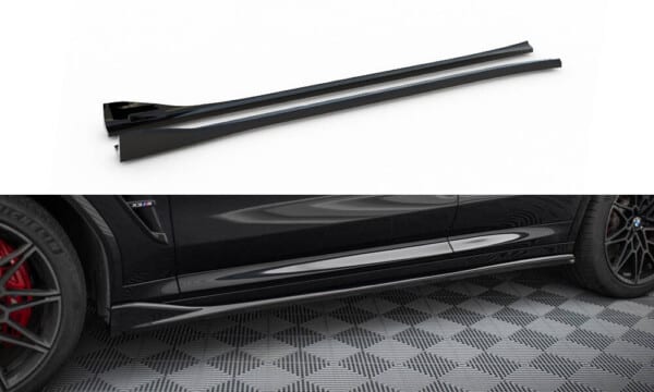 MAXTON DESIGN - Lišty pod bočné prahy  ,vhodné pre BMW X3 M F97 FACELIFT, Čierny lesk