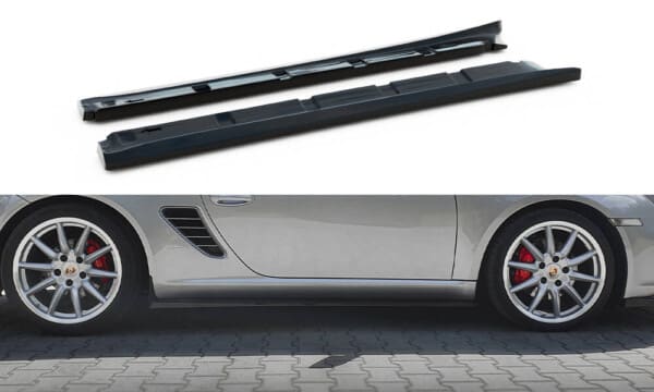 MAXTON DESIGN - Lišty pod bočné prahy,  PORSCHE BOXSTER 987, Čierny lesk