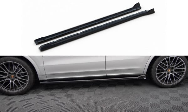 MAXTON DESIGN - Lišty pod bočné prahy, PORSCHE CAYENNE COUPE MK3, Čierny lesk