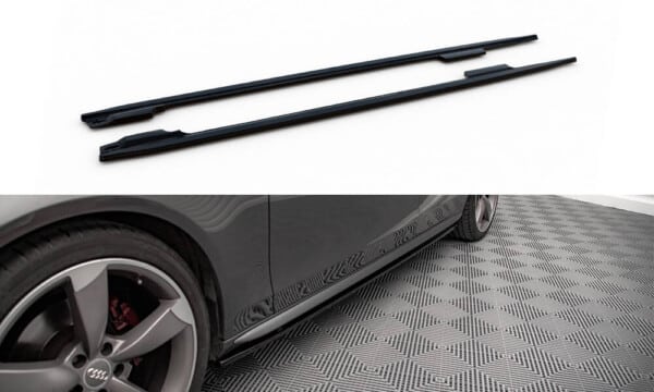 MAXTON DESIGN - Lišty pod bočné prahy V.2 ,  AUDI A4 / A4 S-LINE / S4 B8, Čierny lesk