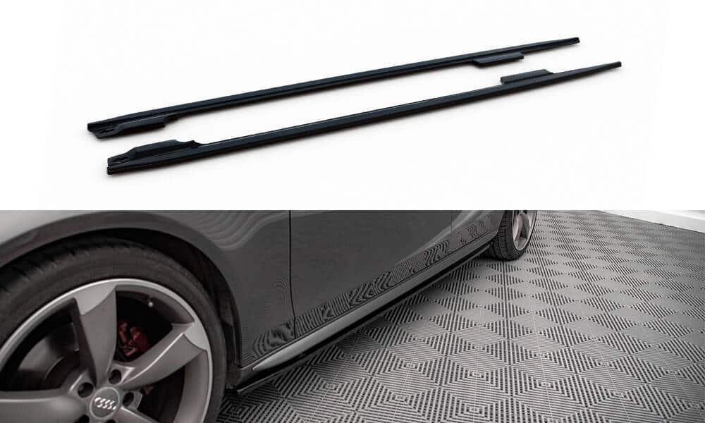 MAXTON DESIGN - Lišty pod bočné prahy V.2 , AUDI A4 / A4 S-LINE / S4 B8, Čierny lesk