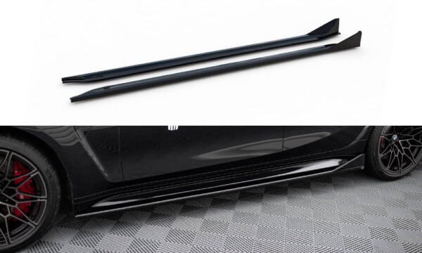 MAXTON DESIGN - Lišty pod bočné prahy V.3 CSL LOOK, vhodné pre BMW M3 G80, Čierny lesk