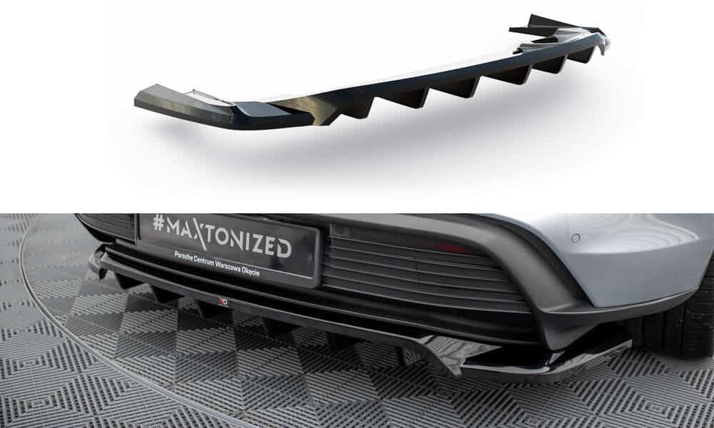 MAXTON DESIGN - Spoiler pod zadný nárazník ,PORSCHE TAYCAN / TAYCAN 4 / TAYCAN 4S / TAYCAN GTS MK1, Čierny lesk