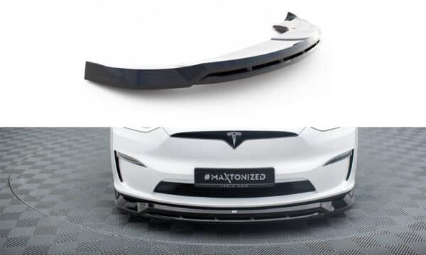 MAXTON DESIGN - Spoiler pod prdený nárazník V.1  ,TESLA MODEL X MK1 FACELIFT, Čierny lesk