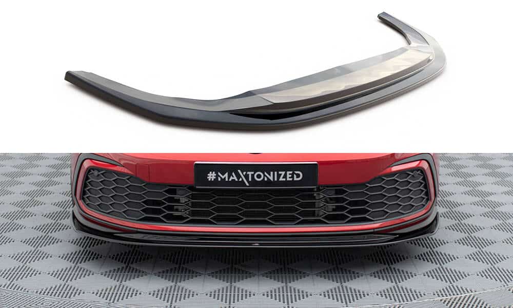 MAXTON DESIGN - Spoiler pod predný nárazník V.6, VOLKSWAGEN GOLF GTI / GTE / R-LINE MK8, Čierny lesk
