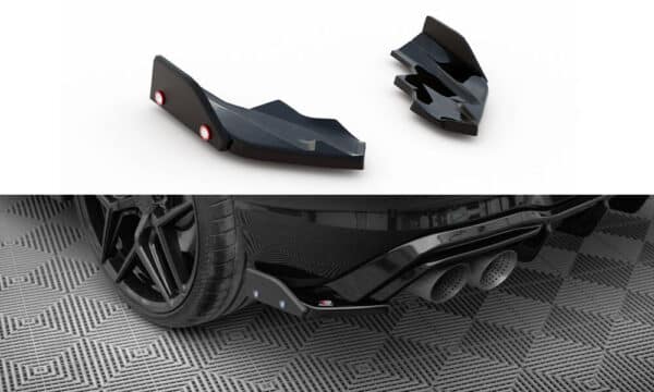 MAXTON DESIGN - Bočné spojlere zadného nárazníka V.56+ splitre, VOLKSWAGEN GOLF R MK8, Čierny lesk
