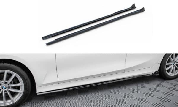 MAXTON DESIGN - Lišty pod bočné prahy ,vhodné pre BMW 3 SEDAN / TOURING G20 / G21 FACELIFT, Čierny lesk
