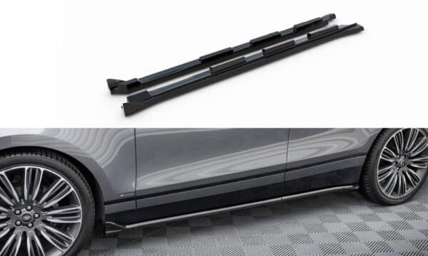 MAXTON DESIGN - Lišty pod bočné prahy, LAND ROVER RANGE ROVER VELAR R-DYNAMIC MK1 , Čierny lesk