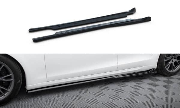 MAXTON DESIGN - Lišty pod bočné prahy V.1, TESLA MODEL S PLAID MK1 FACELIFT, Čierny lesk
